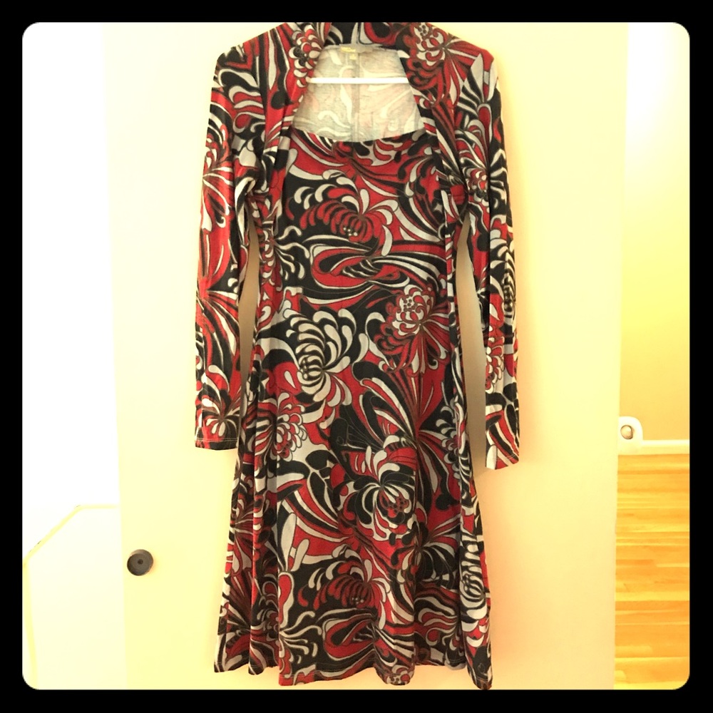 Adorable red, black and grey dress. Size 4.